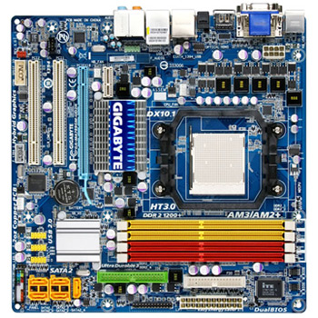 Gigabyte GA-MA785GM-UD2H, AMD 785G, AM3, DDR2 800/1066/1200, SATA 3Gb/s RAID, Micro ATX, VGA