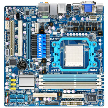 Gigabyte GA-MA785GMT-UD2H, AMD 785G, AM3, DDR3 1066/1333/1800, SATA 3Gb/s RAID, Micro ATX, VGA