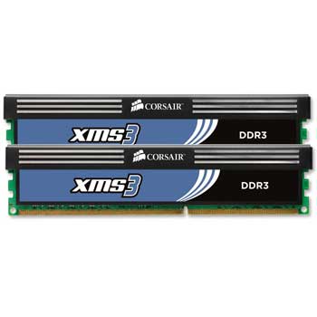 4GB (2x2GB) Corsair XMS3 DDR3, PC3-12800 (1600), 240 Pin, Non-ECC Unbuffered, CAS 9-9-9-24, XMP