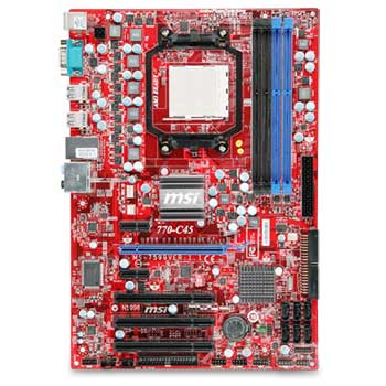 MSI 770-C45, AMD 770, AM3, PCI-E 2.0(x16), DDR3 1600(OC), SATA 3Gb/s, SATA RAID, ATX