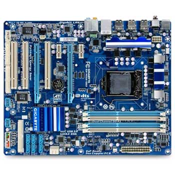 Gigabyte GA-P55A-UD3, Intel P55 Express, S1156, PCI-E 2.0, DDR3 2200, SATA 6Gb/s, RAID, USB 3.0, ATX