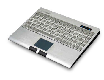 Keysonic ACK-540ALU Flat and Compact Aluminium Wired Keyboard, PS2, Touch Pad Mouse Included, Silver