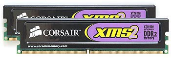 2GB (2x1GB) Corsair TwinX XMS2, DDR2 PC2-6400 (800), 240 Pins, Non-ECC Unbuffered, CAS 5-5-5-18