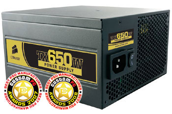 650W Corsair CMPSU-650TX, single 12V rail, energy efficient, quiet & cool, fully compatible