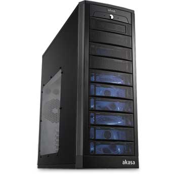 Akasa Infinti ZOR Gamer Black Tower Case Alu Front Panel 11 Bays w/o PSU