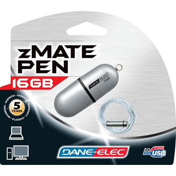 16GB Dane-Elec zMATE PEN Silver Pill USB2 Pendrive