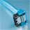 45cm Akasa Day Glo Blue UV Right angle SATA Cable