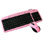BCL Pink Wired Keyboard, USB2, 800dpi Optical Mouse Bundle, Rubber Coated!