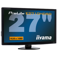 27 Inch Iiyama PLE2710HDSD-B1 Black LCD Monitor, 1920x1080, 1000:1, 400 cd/m�, 2 ms, Speakers, VESA