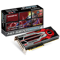 2GB Gigabyte HD 5870, PCI-E 2.0 (x16), 4800MHz GDDR5, GPU 850MHz, 1600 Cores, DisplayPorts
