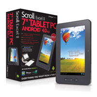 7" Scroll Excel II Tablet Android 4.0 
              ICS Capacitive Touchscreen 3D 1.2GHz 8GB 512gb WiFi/HDMI/USB/BT 
              Google Play 