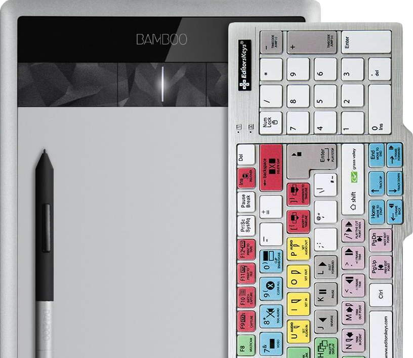 Wacom Tablet and Editorskeys Keyboard