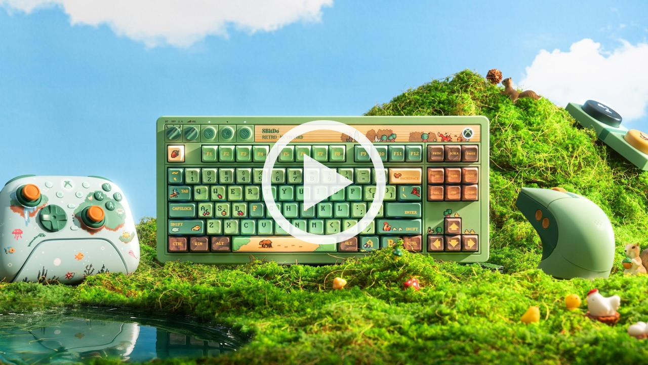 Video thumbnail showcasing Forest Wonder keyboard, xbox controller and mouse collection.
