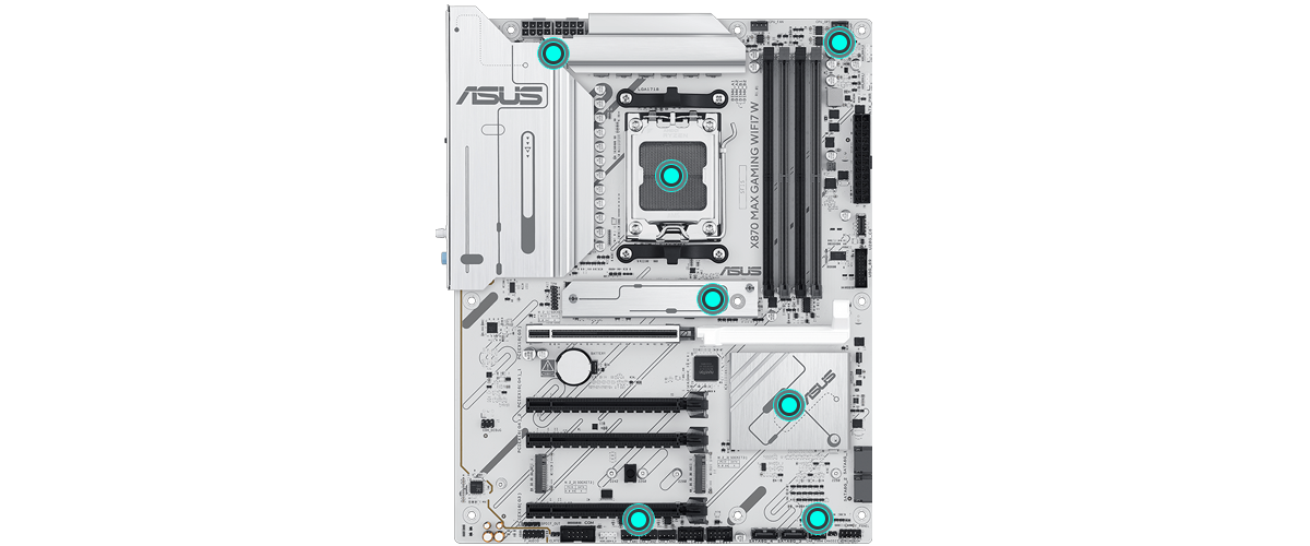 Cooling locations on the motherboard