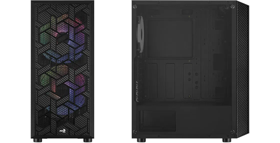 Aerocool Hive Black Mid Tower Tempered Glass