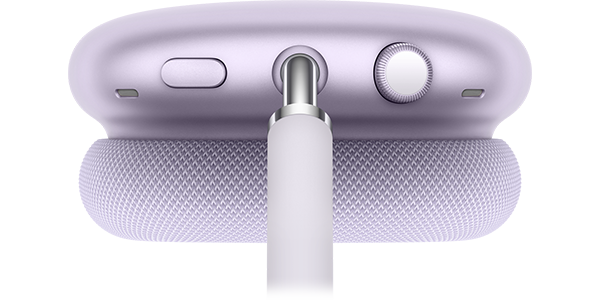 AirPods Max 2 with detail of noise control button and Transparency mode.
