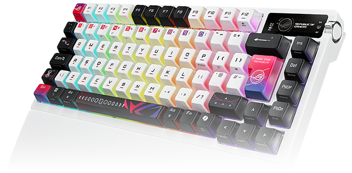 Top angled view of keyboard, fading out to transparancy the bottom
