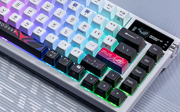 Azoth X keyboard on grey desk