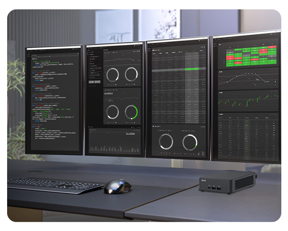 ASUS NUC 15 Pro powering four 4K displays