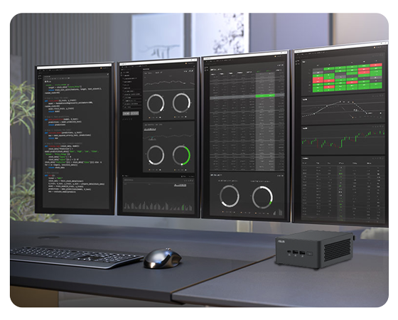 ASUS NUC 15 Pro powering four 4K displays