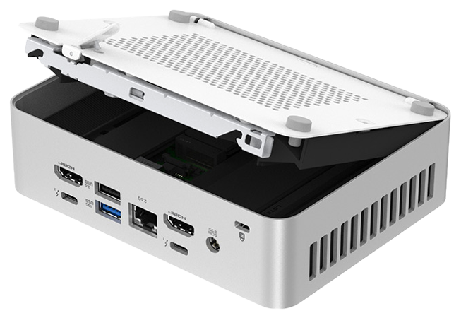 An open ASUS NUC 15 Pro+ showing easily accessible internals