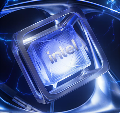 Intel futuristic cube graphic