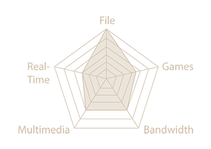 Graph of activities, priotirising network speeds based on demands to highlight Adaptive QoE.