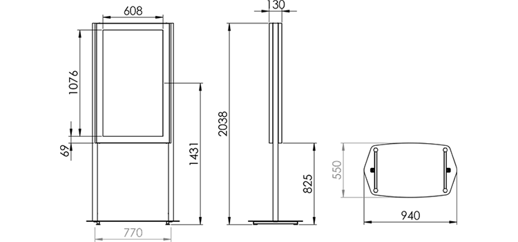 Unicol Kiosk Dimensions