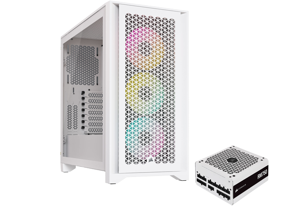 Corsair 4000D RGB Airflow, White Mid Tower Chassis and RM750 PSU