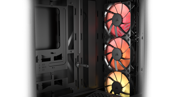 3x RS120 ARGB fans situated inside the PC case