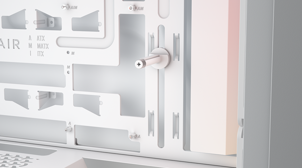 Inside of case showing anti-sag Stabilisation arm