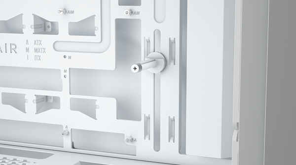 Inside of case showing anti-sag Stabilisation arm