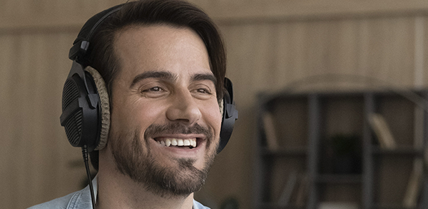 Person wearing headphones
