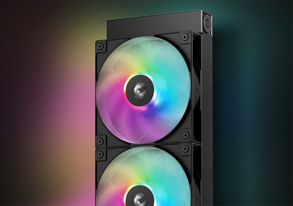 DeepCool LE360 WH V2 radiator with fans glowing RGB