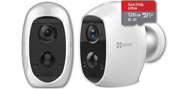 Ezviz C3A Wireless Camera with Sandisk Ultra 128gb microSD Card