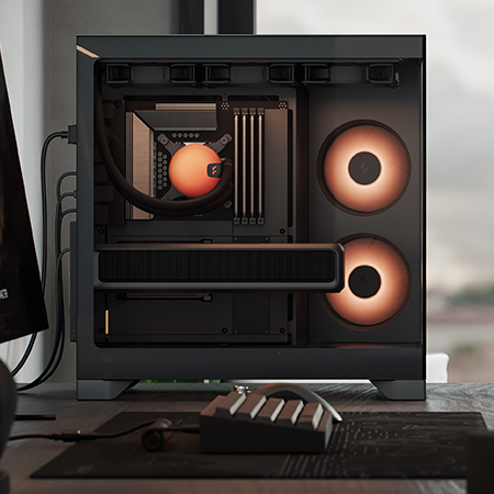 Image of the inside of the case focusing on the graphics card