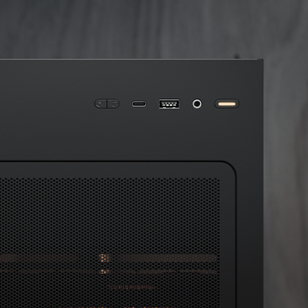 Image of the top of the case showing the integrated RGB buttons