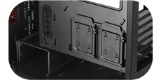 Removable HDD rack frees up further fan mounting space