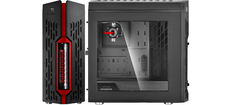 Front and Side of Genome ROG Edition case includes see-through tempered glass side panel