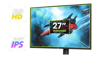Visual showing 24-inch size and IPS panel type of monitor