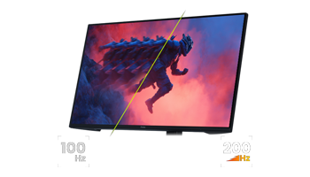 Visual showing the difference between 120hz and the monitor's 200hz