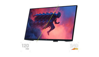 Visual showing the difference between 120hz and the monitor's 240hz