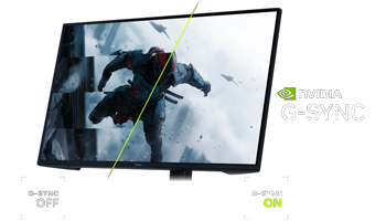 Visual showing screen tearing then showing zero screen tearing with NVIDIA G-Sync