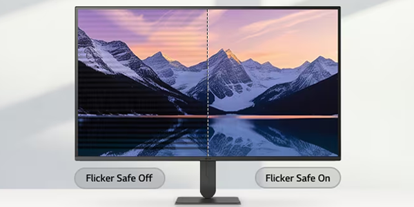 Eye care monitor showing flicker on and off