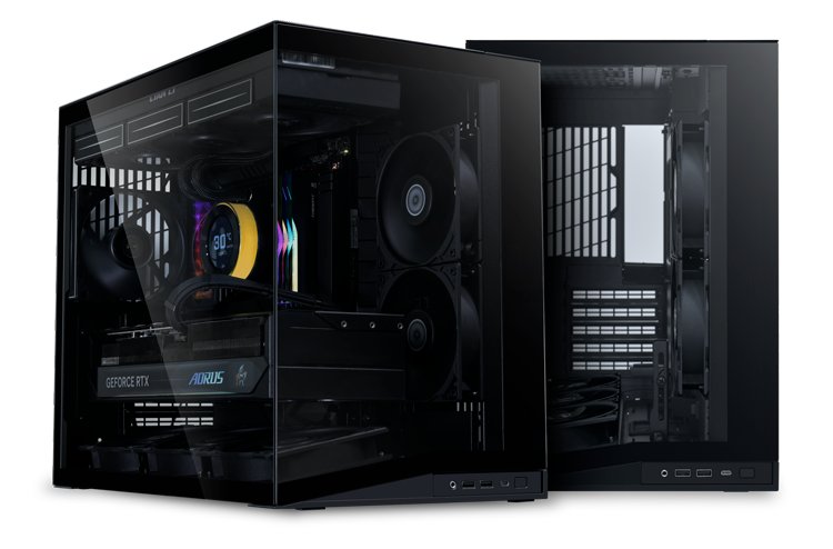 Lian Li O11D Mini V2 Dual Chamber Mid Tower Chassis Full Build Side and Front View