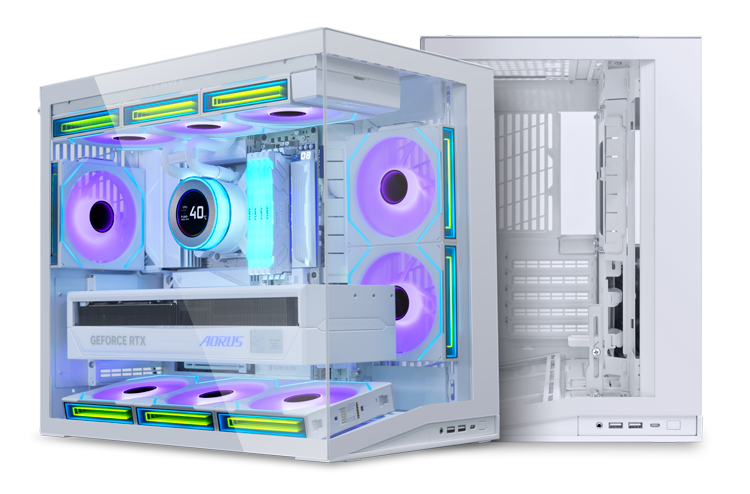 Lian Li O11D Mini V2 Dual Chamber Mid Tower Chassis Full Build Side and Front View