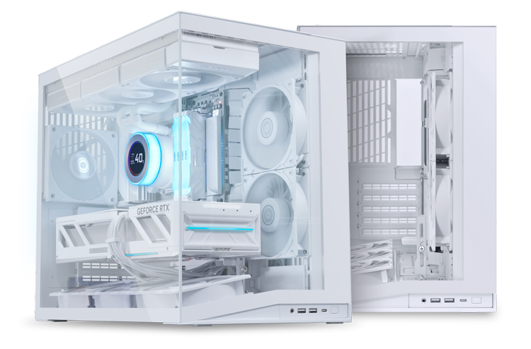 Lian Li O11D Mini V2 Dual Chamber Mid Tower Chassis Full Build Side and Front View
