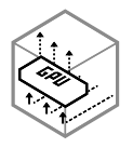 GPU Cooling Icon showing GPU airflow direction