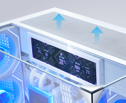 Close up of glass cutout for airflow
