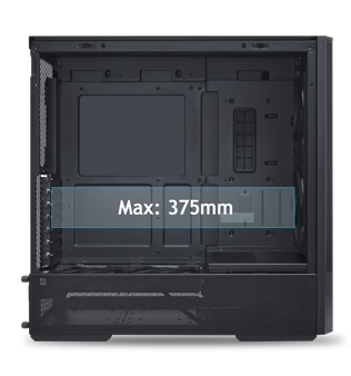 Side view of case showing max GPU Length